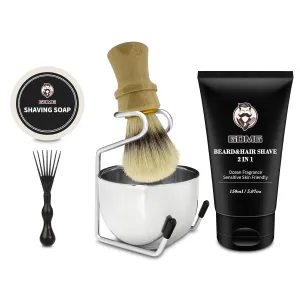 Shaving Brush 100% Bamboo Handle Boar Bristle Gifts Sets for Men，Gifts Idea for Men's Daily Grooming Routine, Valentines Day，Anniversary & Birthday Gifts for Men Boyfriend Husband Dad Adult Son