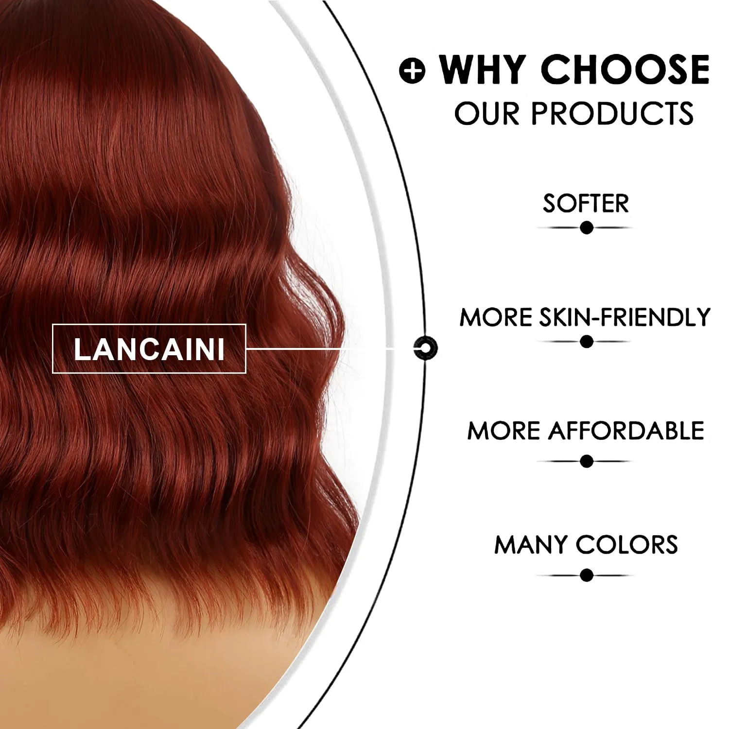Short Bob Wigs with Bangs for Women Loose Wavy Wig Curly Wavy Shoulder Length Bob Synthetic Cosplay Wig for Girl Colorful Costume Wigs (Auburn)