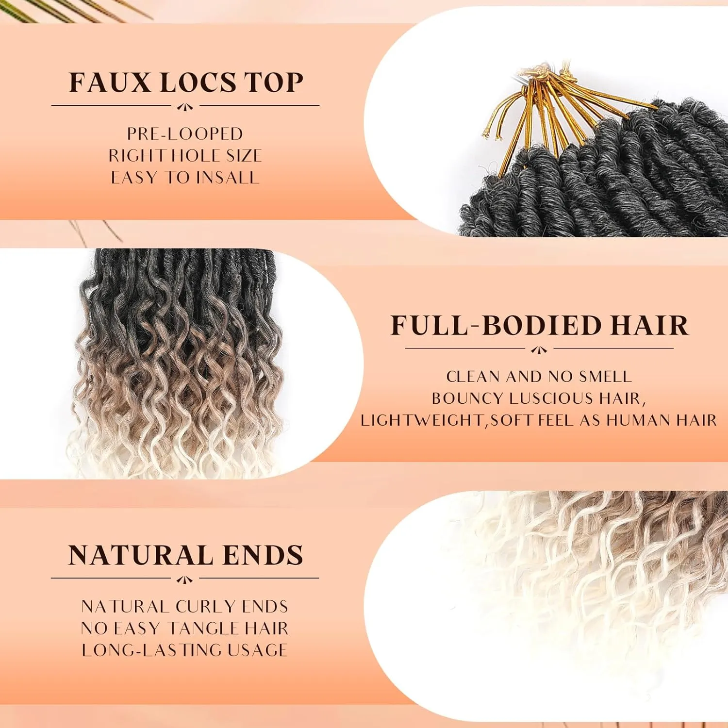 Short Deep Faux Locs Crochet Hair for Black Women 8 Packs 12 Inch Pre Looped Goddess Locs Crochet Hair With Deep Wave Curly Ends Prelooped Synthetic Crochet Braids,Lightweight(12",T1B/27/613#)