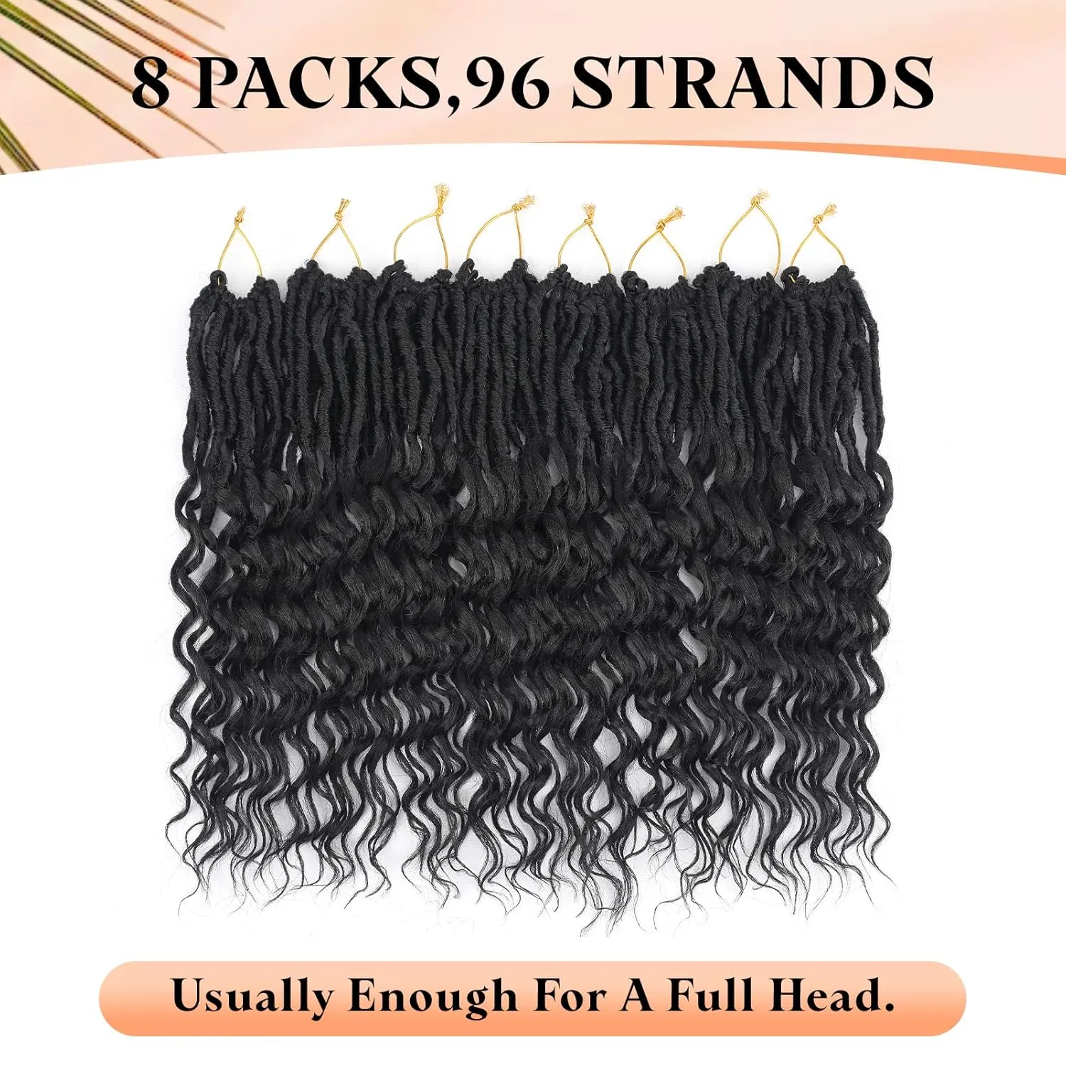 Short Deep Faux Locs Crochet Hair for Black Women-8 Packs 12 Inch Pre Looped Goddess Locs Crochet Hair With Deep Wave Curly Ends Prelooped Synthetic Crochet Braids,Lightweight& Natural Look(12",1B#)