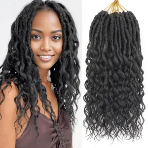Short Deep Faux Locs Crochet Hair for Black Women-8 Packs 12 Inch Pre Looped Goddess Locs Crochet Hair With Deep Wave Curly Ends Prelooped Synthetic Crochet Braids,Lightweight& Natural Look(12",2#)