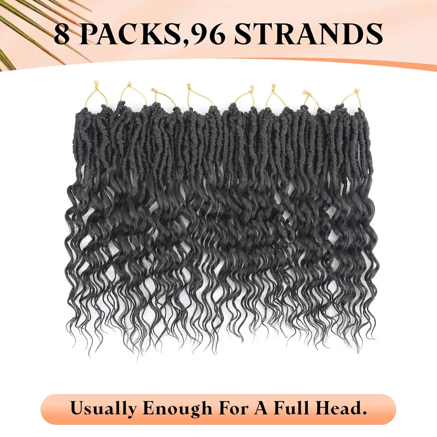 Short Deep Faux Locs Crochet Hair for Black Women-8 Packs 12 Inch Pre Looped Goddess Locs Crochet Hair With Deep Wave Curly Ends Prelooped Synthetic Crochet Braids,Lightweight& Natural Look(12",2#)