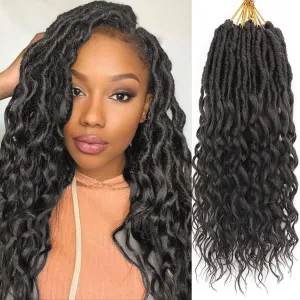 Short Deep Faux Locs Crochet Hair for Black Women-8 Packs 12 Inch Pre Looped Goddess Locs Crochet Hair With Deep Wave Curly Ends Prelooped Synthetic Crochet Braids,Lightweight& Natural Look(12",4#)