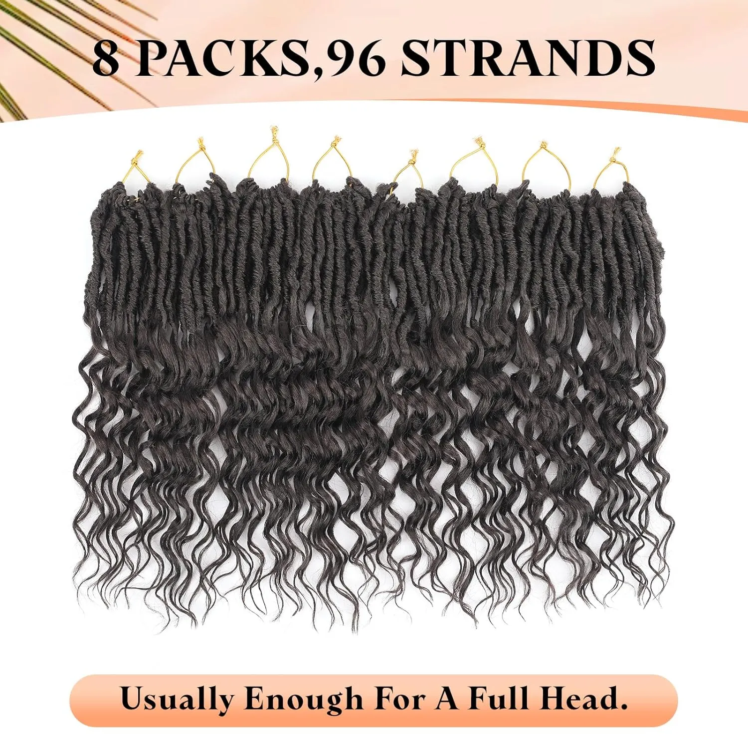 Short Deep Faux Locs Crochet Hair for Black Women-8 Packs 12 Inch Pre Looped Goddess Locs Crochet Hair With Deep Wave Curly Ends Prelooped Synthetic Crochet Braids,Lightweight& Natural Look(12",4#)