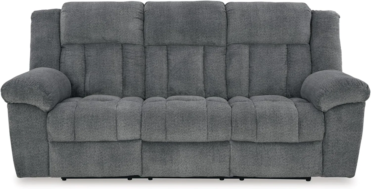 Signature Design by Ashley Tip-Off Modern Wall Hugger Power Reclining Sofa with Adjustable Headrest and USB Ports, Gray