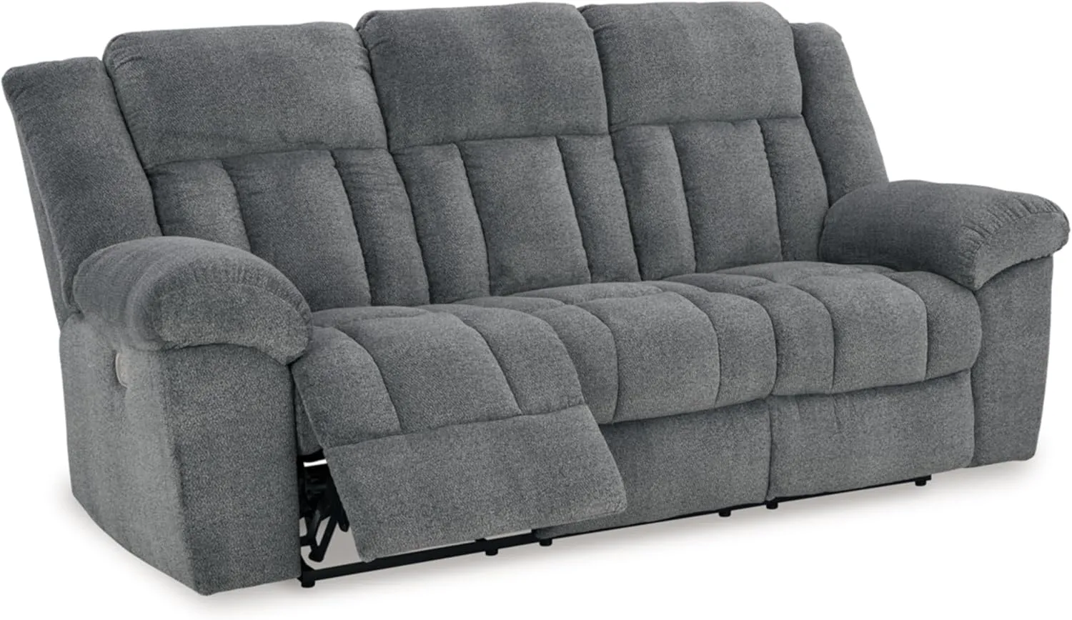 Signature Design by Ashley Tip-Off Modern Wall Hugger Power Reclining Sofa with Adjustable Headrest and USB Ports, Gray