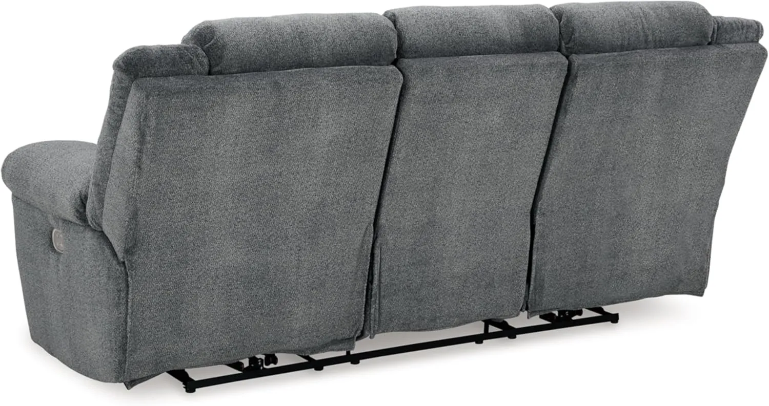 Signature Design by Ashley Tip-Off Modern Wall Hugger Power Reclining Sofa with Adjustable Headrest and USB Ports, Gray