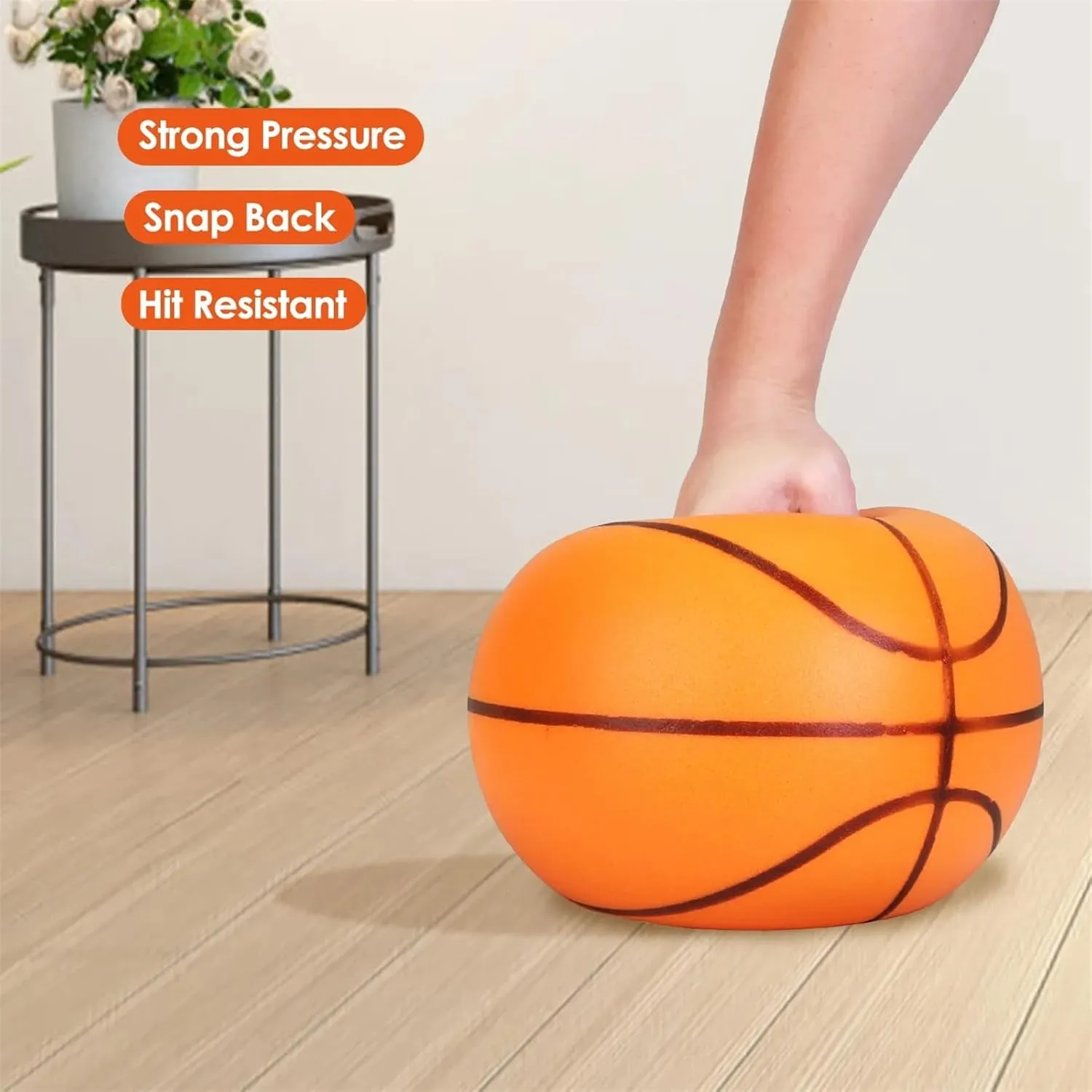 Silent Basketball and Hoop Set, 2 Counts/Set Including 1 Count Indoor Silent Basketball and 1 Count Basketball Hoop, Foam Basketball Indoor, Soft Basketball Indoor