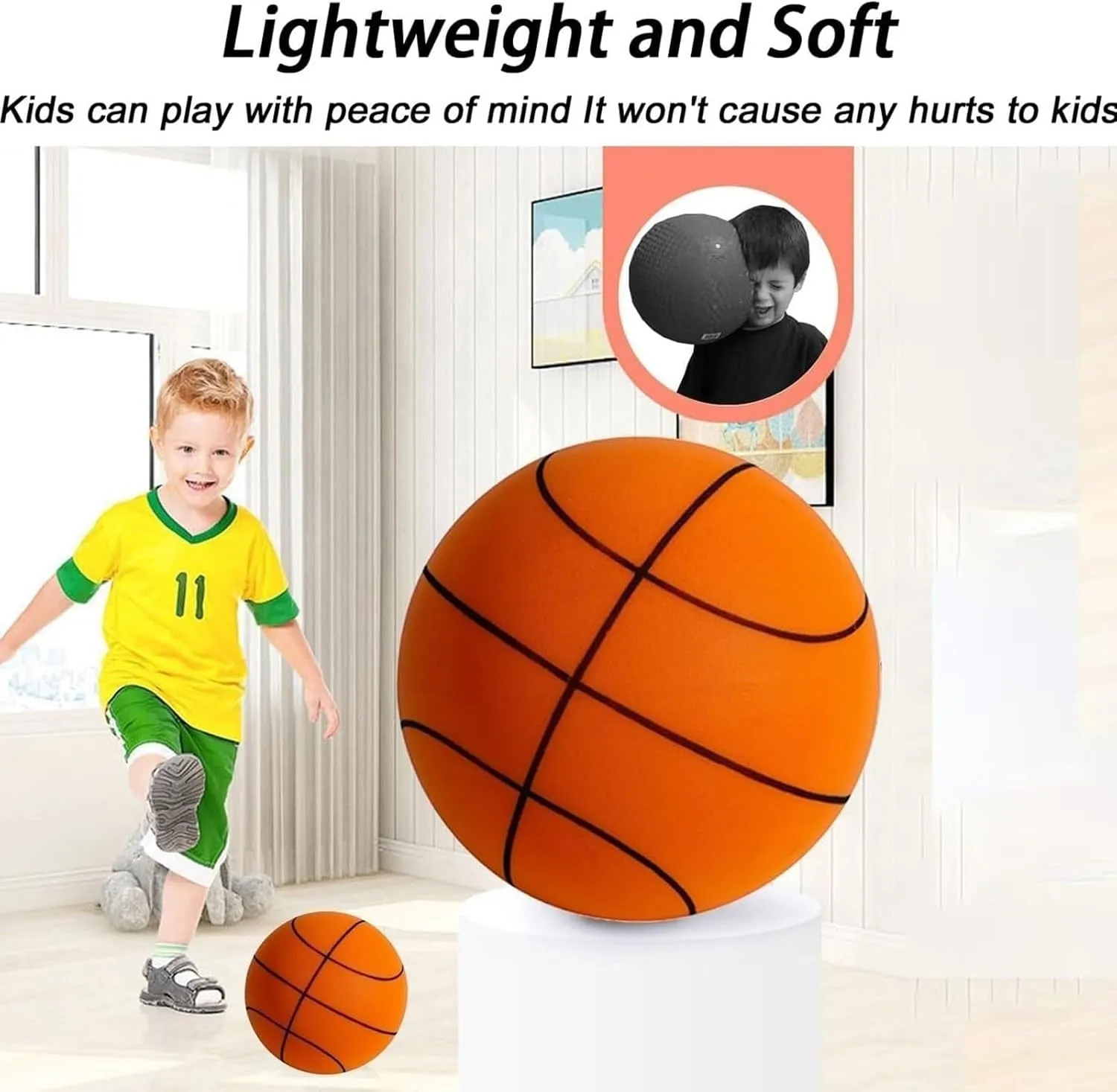 Silent Basketball and Hoop Set, Silent Basketball Dribbling Indoor, Quiet Basketball Dribbling No Noise, with Adjustable Rim, for Home Gym/Apartment Use(Pink,S:7IN/18CM)