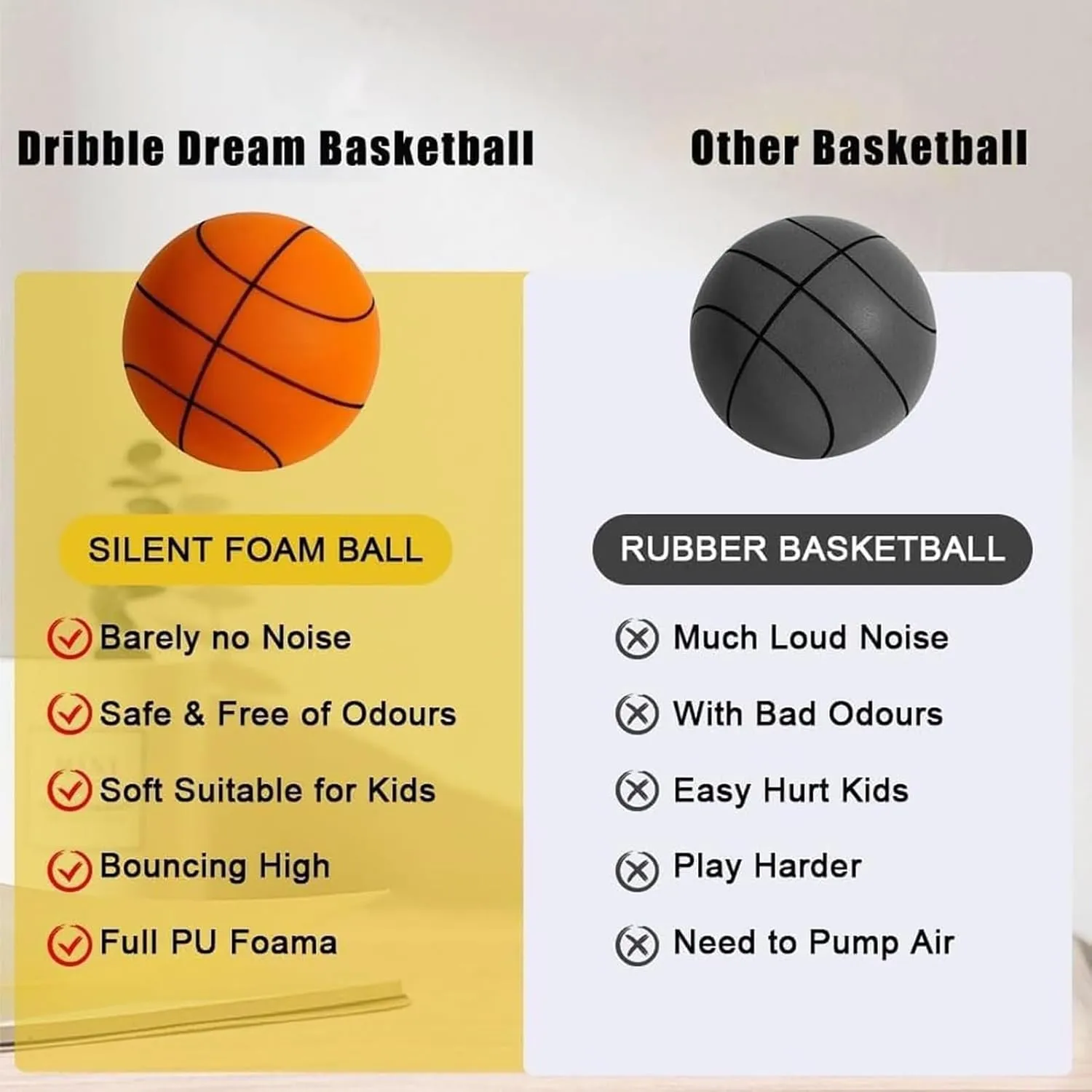 Silent Basketball and Hoop Set, Silent Basketball Dribbling Indoor, Quiet Basketball Dribbling No Noise, with Adjustable Rim, for Home Gym/Apartment Use(Pink,S:7IN/18CM)