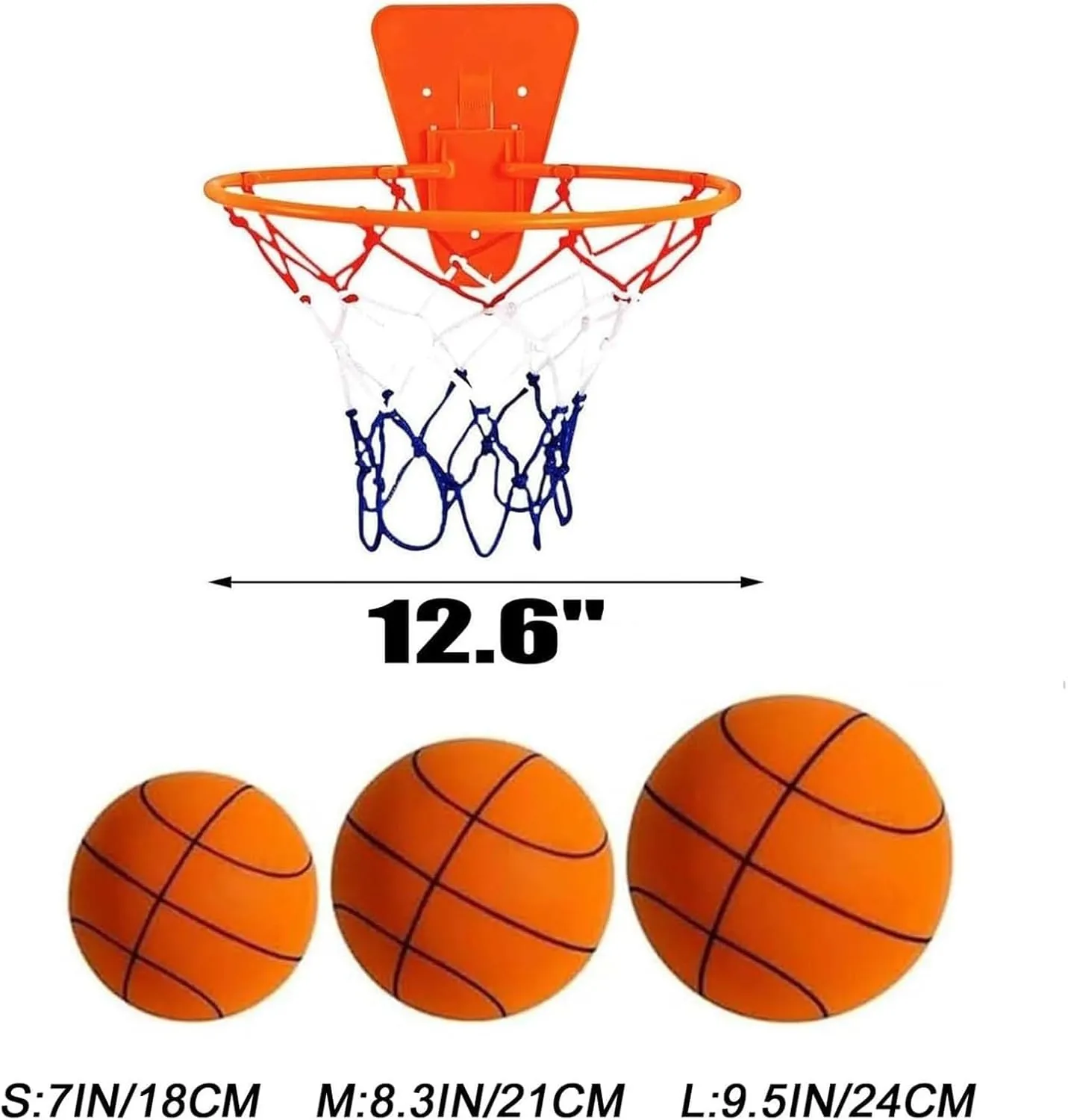 Silent Basketball and Hoop Set, Silent Basketball Dribbling Indoor, Quiet Basketball Dribbling No Noise, with Adjustable Rim, for Home Gym/Apartment Use(Pink,S:7IN/18CM)