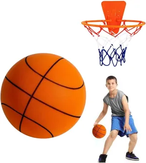 Silent Basketball and Hoop Set, Silent Basketball Hoop, Quiet Basketball Dribbling No Noise, Mini Foam Basketball for Door or Wall Mounted, Size 7/8/9 in, for Kids and Toddlers(Orange,#7)