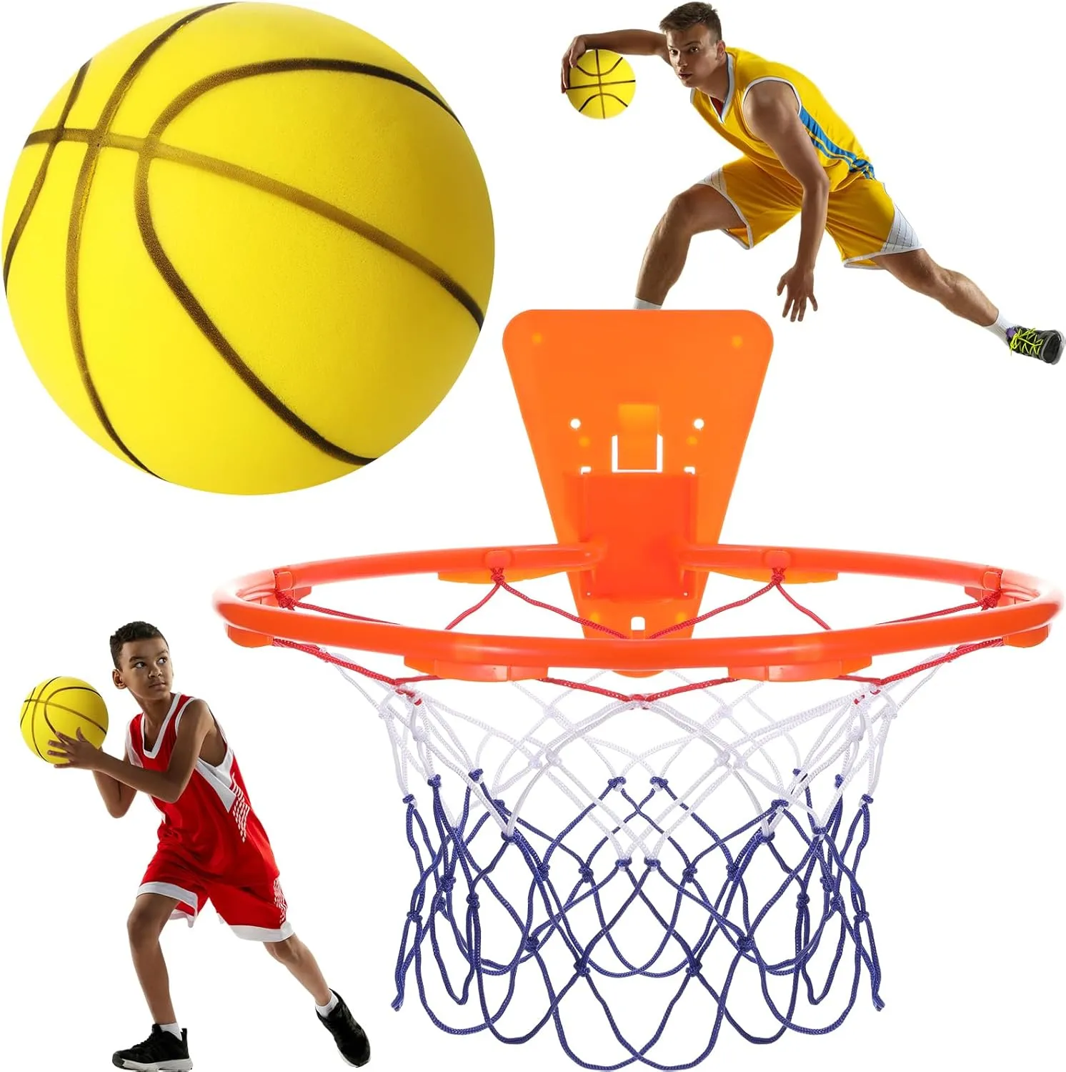 Silent Basketball and Hoop Set Soft Foam Indoor Basketball No Noise for Indoor Dribbling and Shooting Practice Ideal for Teens Adults