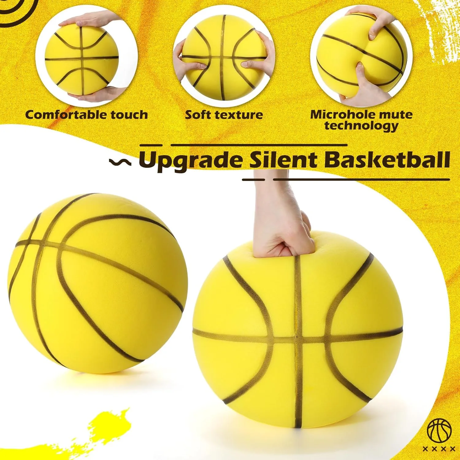 Silent Basketball and Hoop Set Soft Foam Indoor Basketball No Noise for Indoor Dribbling and Shooting Practice Ideal for Teens Adults