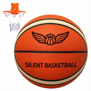 Silent Basketball and Hoop Set–Airless Soft Foam Indoor Basketball Size 7 (29.5") | Soundless for Quiet Dribbling and Indoor Training, Suitable for All Ages