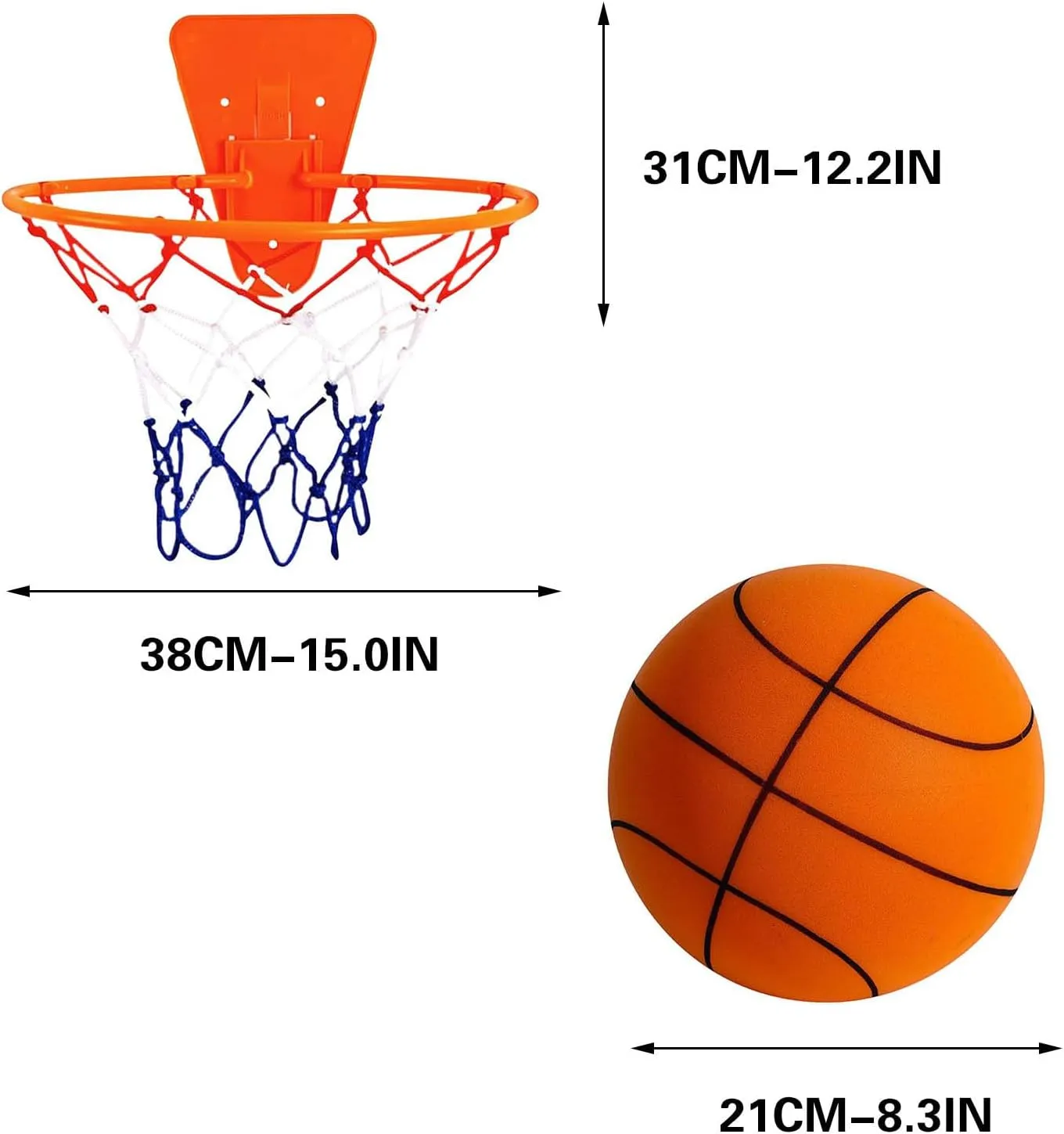 Silent Basketball with Basketball Rim, Soft Foam Indoor Basketball, Dribble Dream Silent Basketball, Soundless Basketball for Quiet Dribbling and Indoor Training