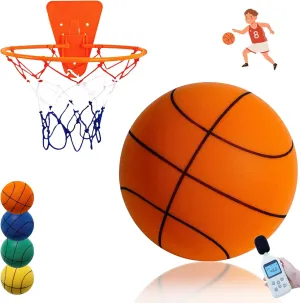 Silent Basketball with Basketball Rim, Soft Foam Indoor Basketball, Dribble Dream Silent Basketball, Soundless Basketball for Quiet Dribbling and Indoor Training