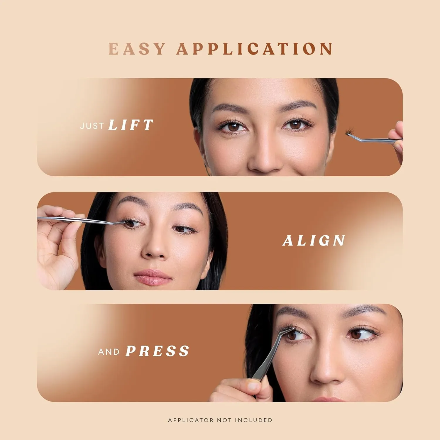 Silly George Pop-On Lashes - DIY 1-Step Pre-Glued Faux Eyelash Clusters, Natural Look Extensions, Brown - Rosy, 5-7 Pair Set, Pack of 60 Clusters