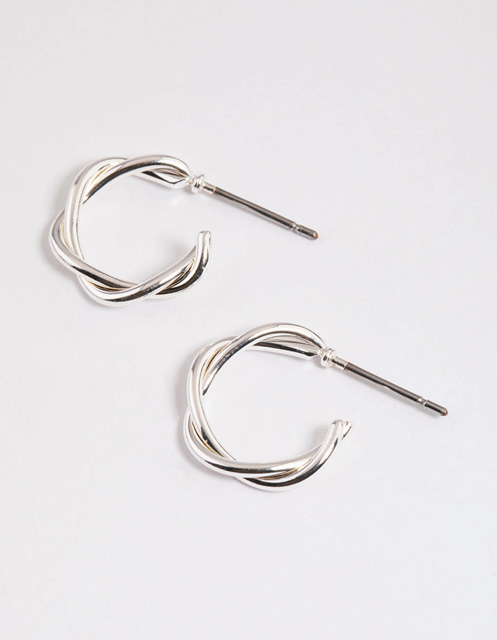 Silver Soft Twisted Huggie Earrings