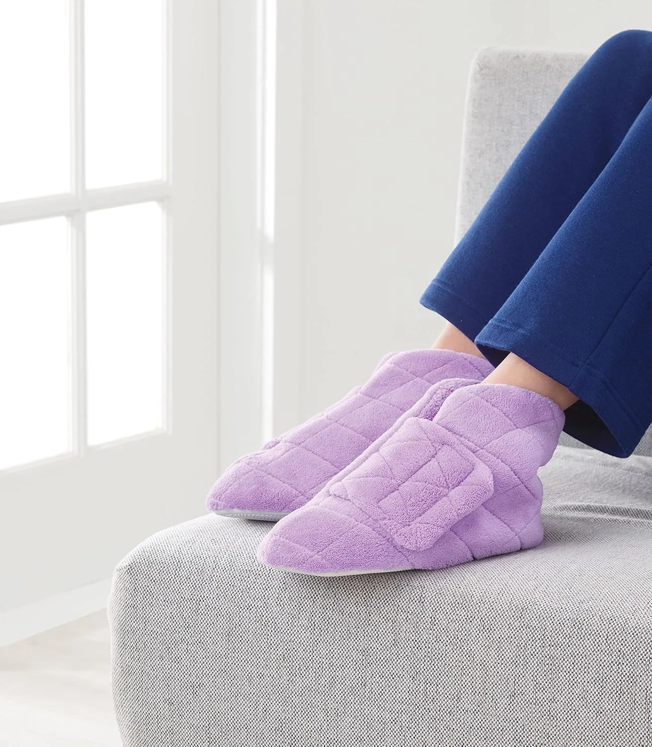 Silverts Diabetic Bootie Slippers for Women - Extra Wide Footwear for Seniors with Swollen Feet