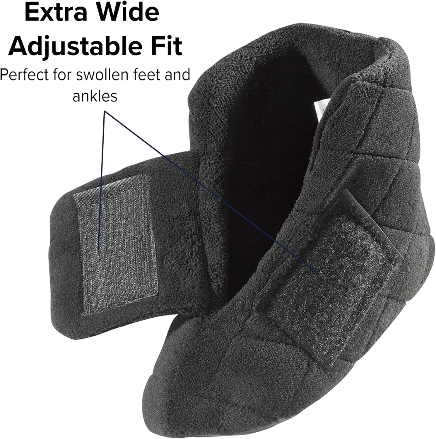 Silverts Diabetic Bootie Slippers for Women - Extra Wide Footwear for Seniors with Swollen Feet