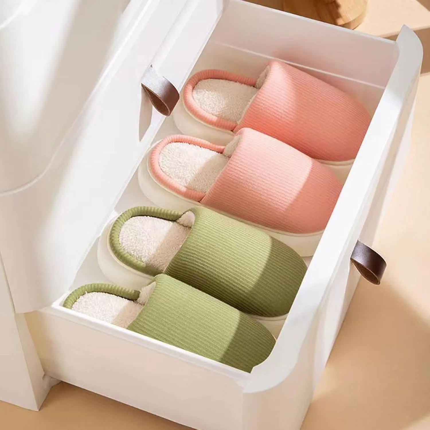 Simple Knitted Fabric Material Latex Cotton Slippers Soft Fluffy Warm Cozy Home Non-Slip Women Style Casual Memory Foam Slides Indoor Outdoor Anti-Skid