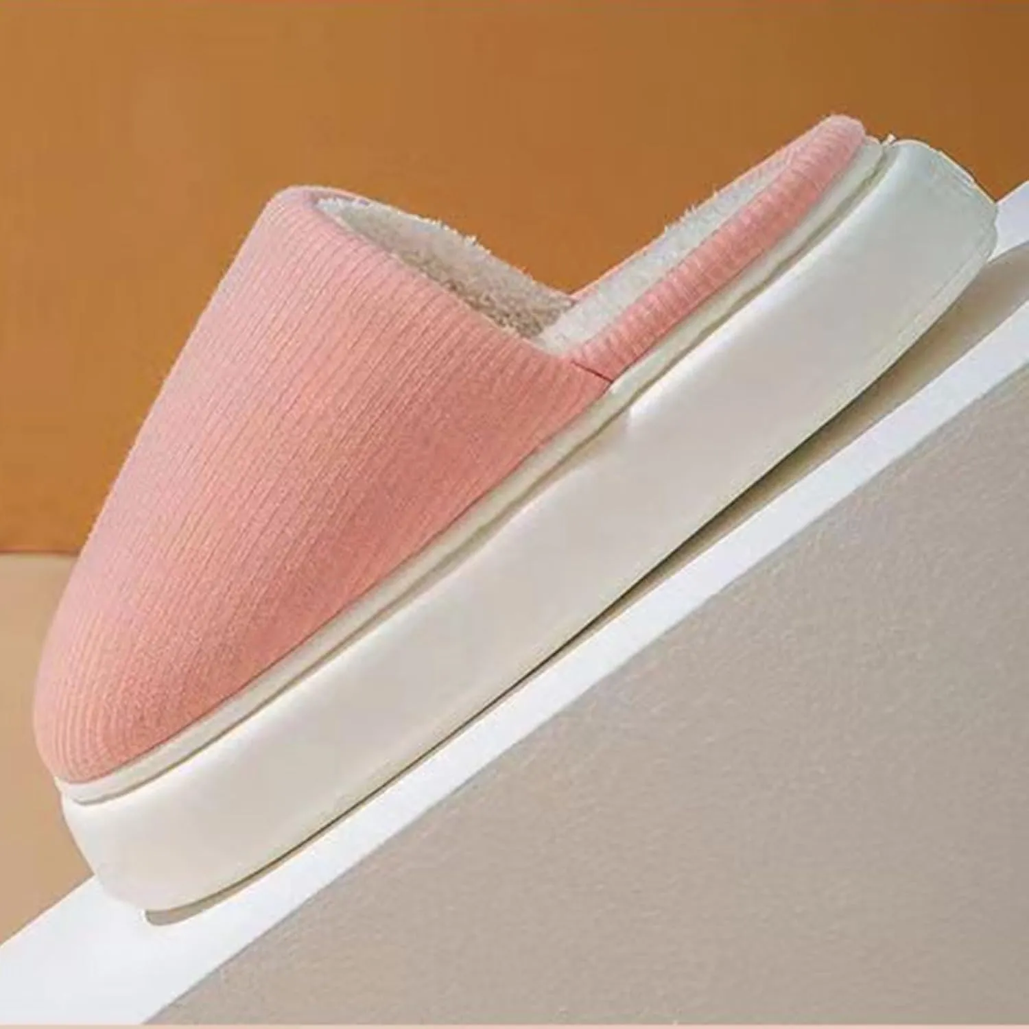 Simple Knitted Fabric Material Latex Cotton Slippers Soft Fluffy Warm Cozy Home Non-Slip Women Style Casual Memory Foam Slides Indoor Outdoor Anti-Skid