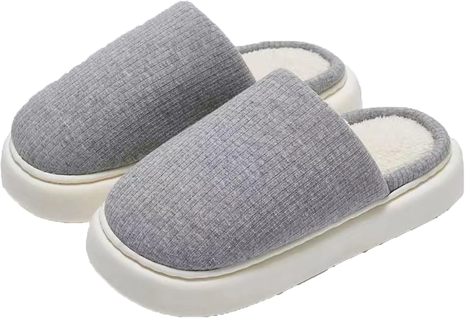 Simple Knitted Fabric Material Latex Cotton Slippers Soft Fluffy Warm Cozy Home Non-Slip Women Style Casual Memory Foam Slides Indoor Outdoor Anti-Skid