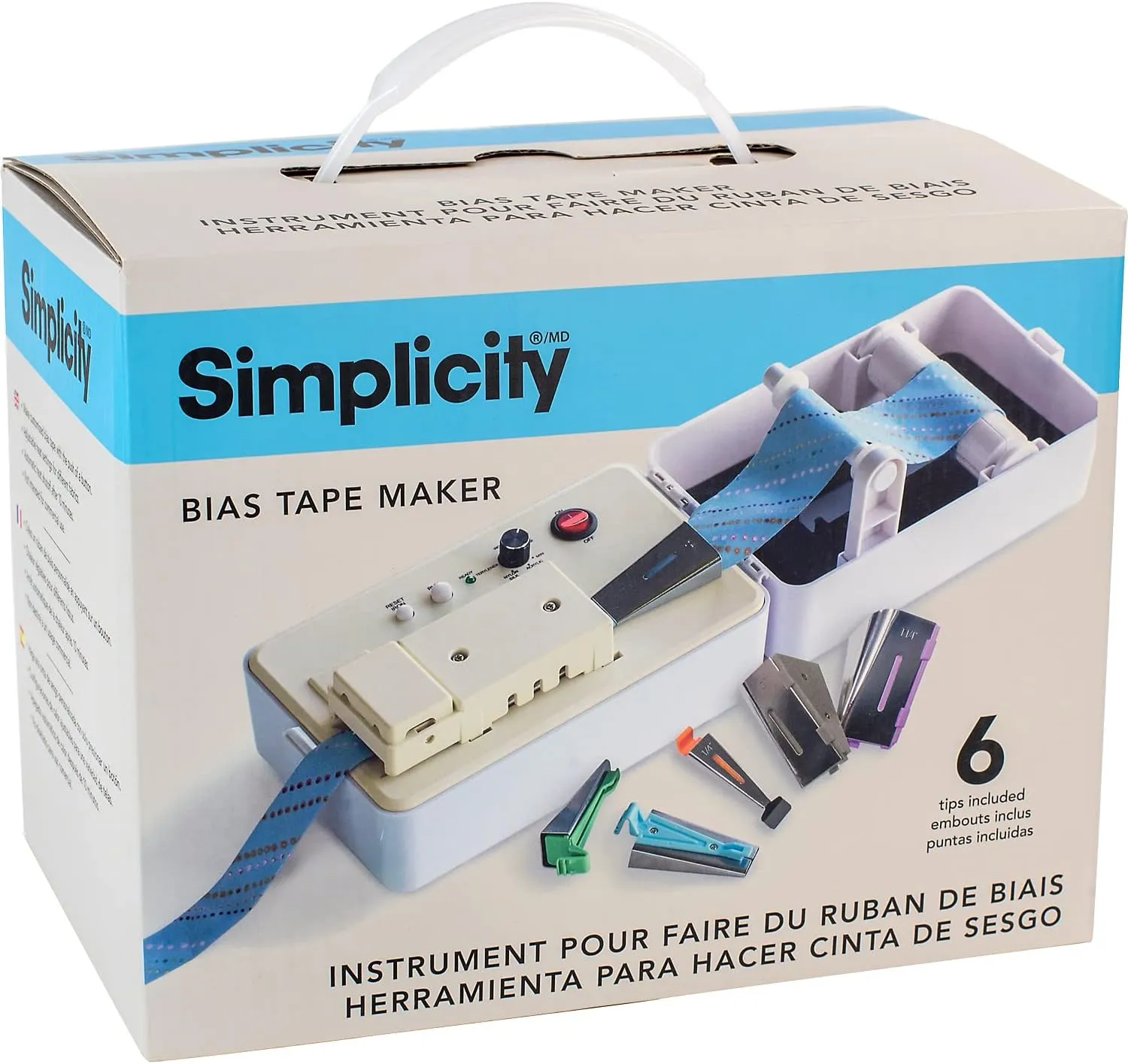 Simplicity 3881925US Sewing and Quilting Bias Tape Maker Tool with 6 Different-Sized Tips, Multicolor, 9pcs