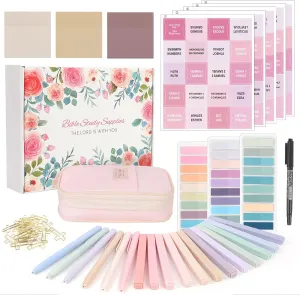 SKYDUE Bible Journaling Kit, Pink Highlighter Set, Bible Study Supplies, Aesthetic Book Annotation Kit, No Bleed, Gift Pink