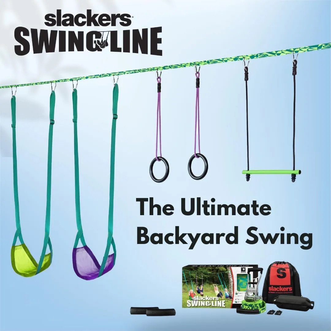 slackers Swing Line - Turn Healthy Trees Into The Perfect Backyard Swingset - slackers Tree Swing Line Kit - Great Tree Swing Addition to Any Yard - Recommended for Ages 3 