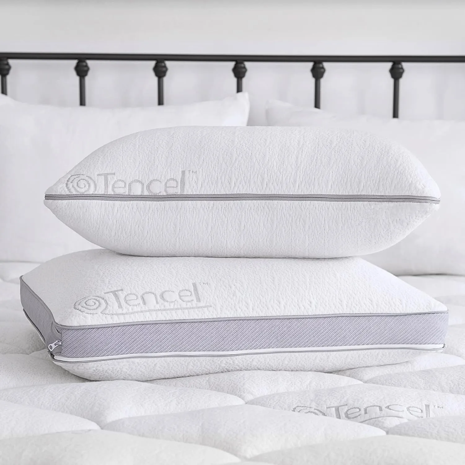 Sleep Innovations Customizable Comfort Gel Memory Foam Pillow, Standard Size, Tencel Cover, Side, Stomach, and Back Sleepers, Soft-Medium-Firm Adjustable Support