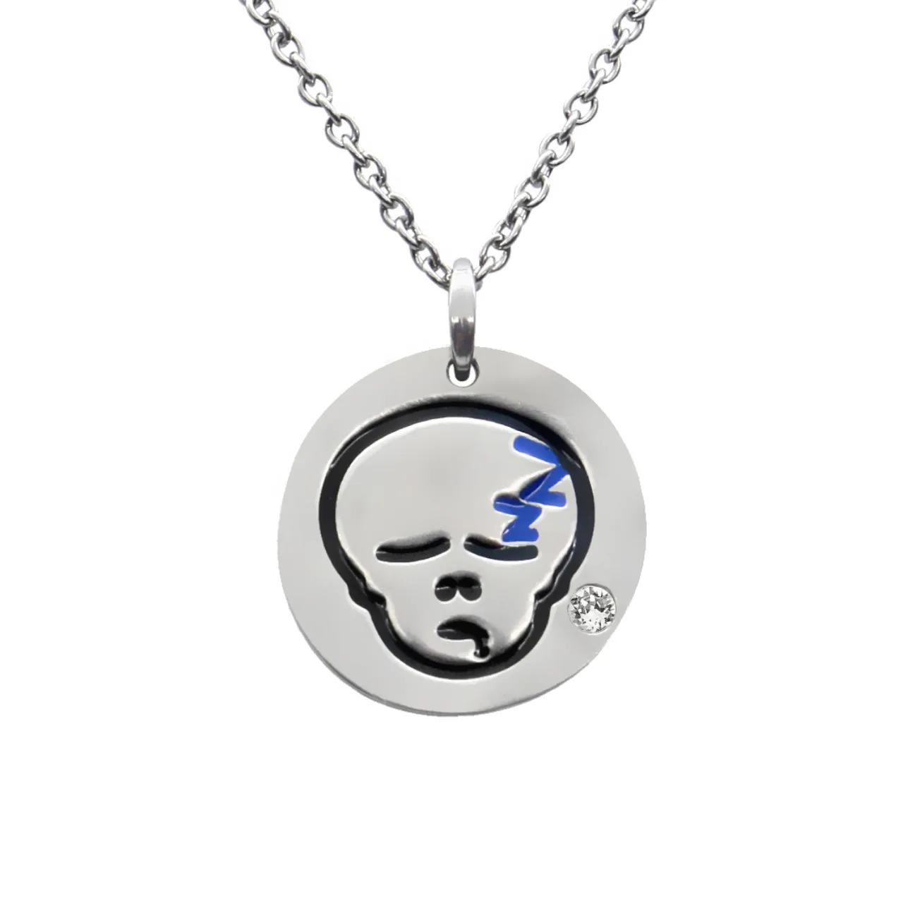 Sleepy Skull Emoji Necklace w/ a Swarovski Crystal