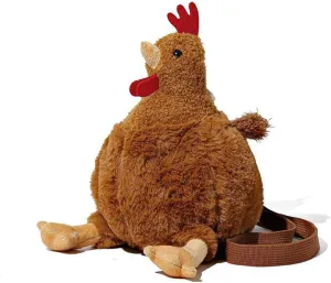 Small Chicken Plush Wallet for Women, Cute Stuffed Chicken Bag for Teenager Girl, Funny Animal Cartoon Crossbody Bag with Zip