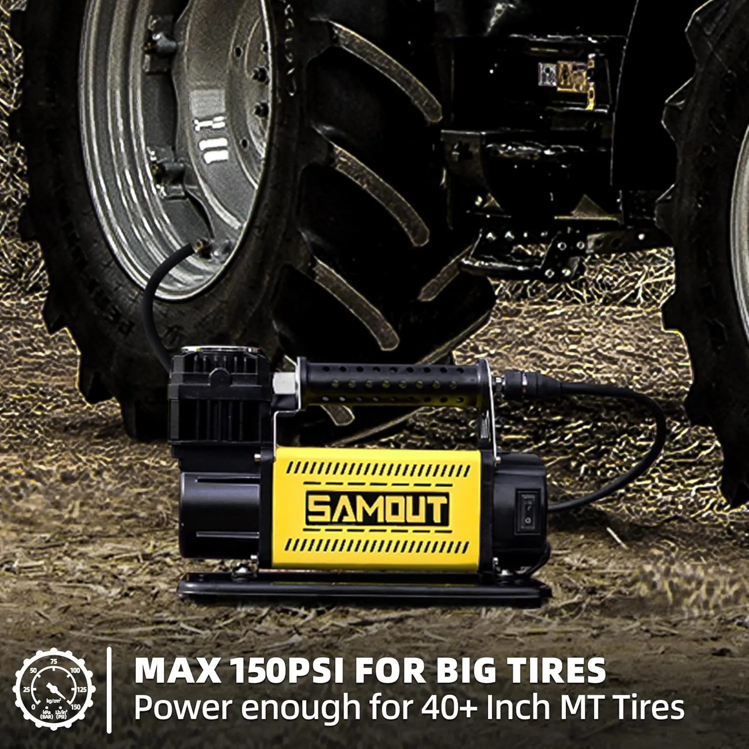 SMAOUT 12V Air Compressor, Portable Inflator 7.06 CFM, Air Pump Max 150PSI for Heavy-Duty Offroad Tire, 4x4 Vehicle, SUV, RV