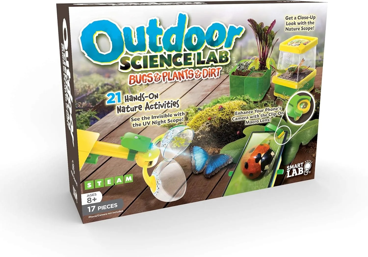 SmartLab Toys Outdoor Science Lab Bugs, Dirt, & Plants with 24 Hands On Nature Activities Science Kit.