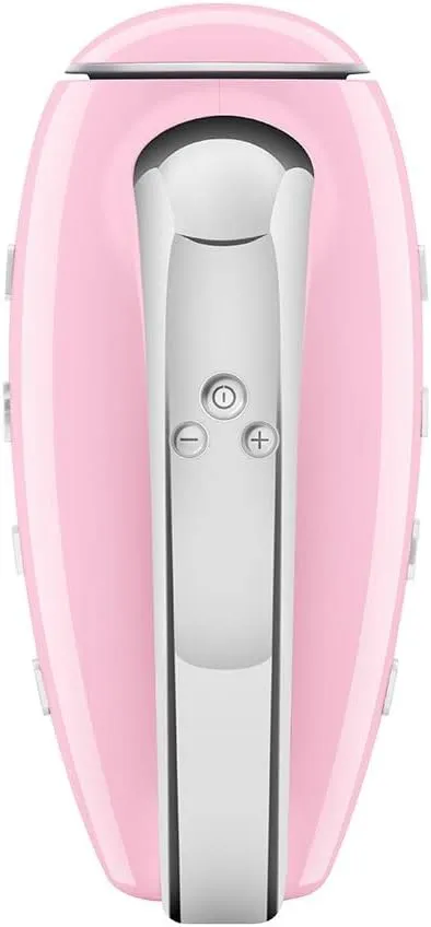 SMEG Pink 50's Retro Style Electric Hand Mixer with Set of Dough Hooks, Set of Beaters, and Set of Whisks