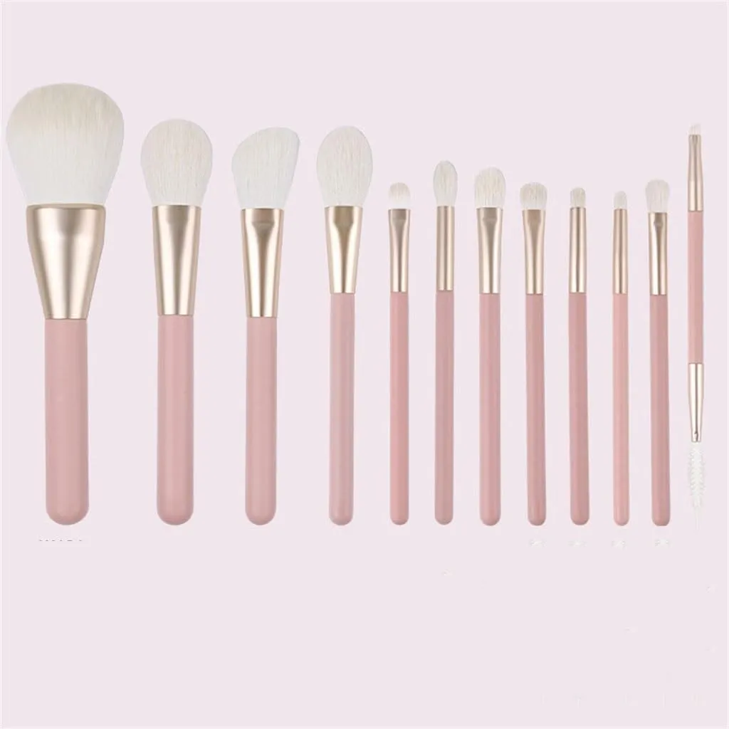 Smokey Peach 12pcs Makeup Set Brushes Blush Brushes Eyeshadow Brushes Portable Full Set Of Makeup Brushes