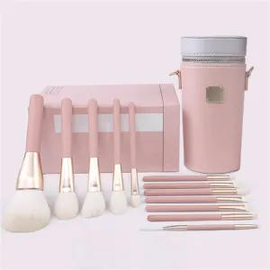 Smokey Peach 12pcs Makeup Set Brushes Blush Brushes Eyeshadow Brushes Portable Full Set Of Makeup Brushes