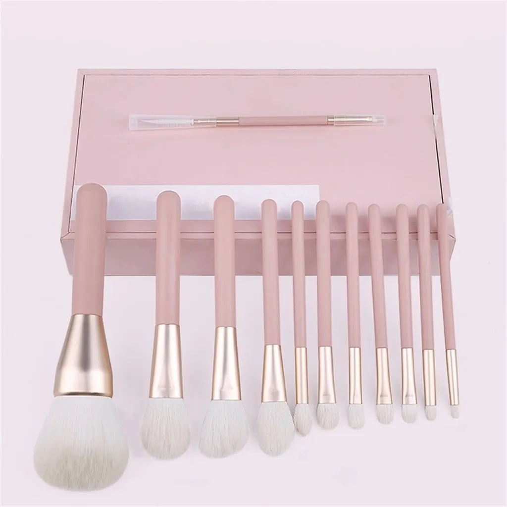 Smokey Peach 12pcs Makeup Set Brushes Blush Brushes Eyeshadow Brushes Portable Full Set Of Makeup Brushes