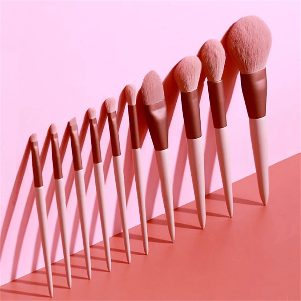 Smokey Rose Set 10 Makeup Brushes Set Gift Dry Loose Powder Blush Eyeshadow Brushes Envelope Bag(18cm,D)