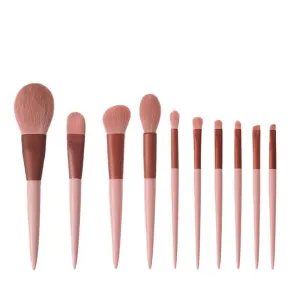 Smokey Rose Set 10 Makeup Brushes Set Gift Dry Loose Powder Blush Eyeshadow Brushes Envelope Bag(18cm,D)