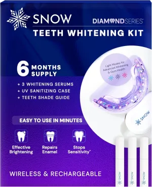 Snow Teeth Whitening Kit - Snow Teeth Whitening Serum and LED Mouthpiece Whitener, Formulated with Hydroxyapatite, Good for 6 Months - Wireless Kit with 3 Wands