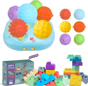Soft Stacking Blocks & Musical Light-Up Toy Bundle – STEM Learning & Sensory Play for Babies 6-18 Months