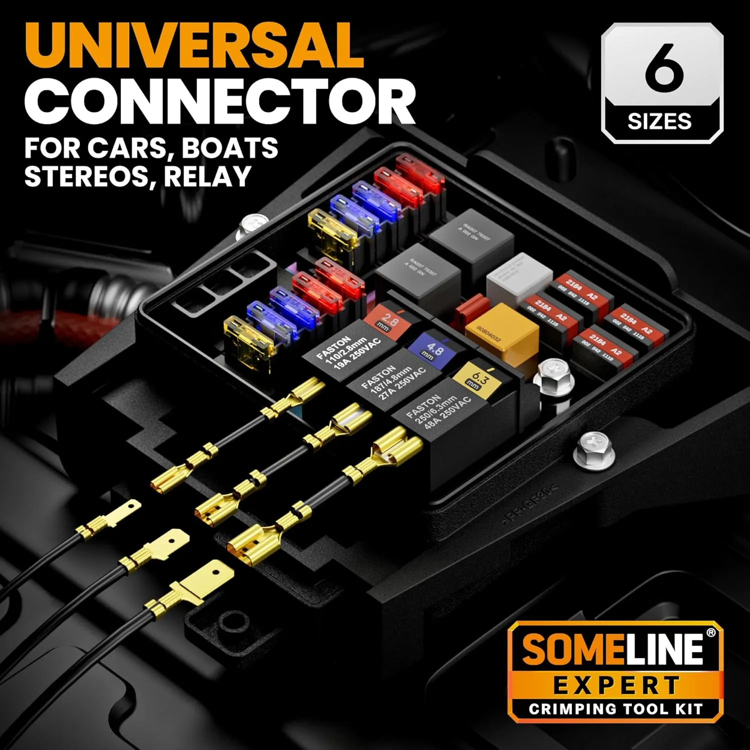 SOMELINE® Open Terminal Connector Crimping Tool Kit, 2.8/4.8/6.3mm Male Female Non-Insulated Disconnect Terminals, AWG 24-14 Crimping Pliers for Molex 2.13/2.36mm, AMP - TE CONNECTIVITY Connectors