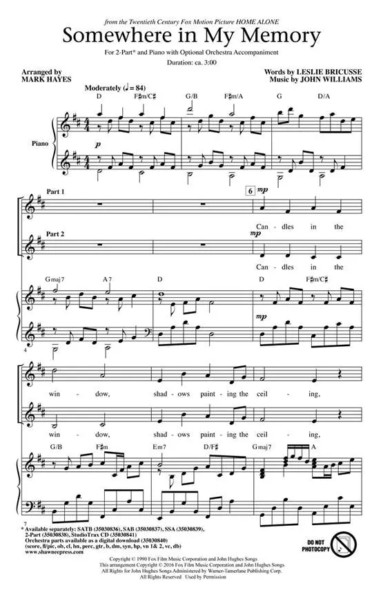 Somewhere in My Memory 2-Part
