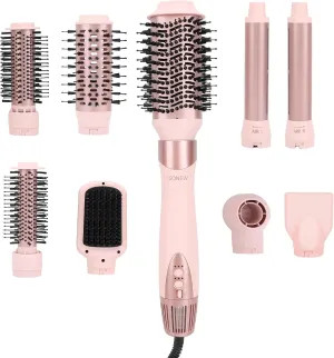 Sonew 9 in 1 Hair Dryer Set Blow Dryer Brush Hot Air Auto Wrap Curler Oval Round Brush Professional 110000 RPM High Speed Negative Ion for Salon-Quality Smooth Shiny Styling