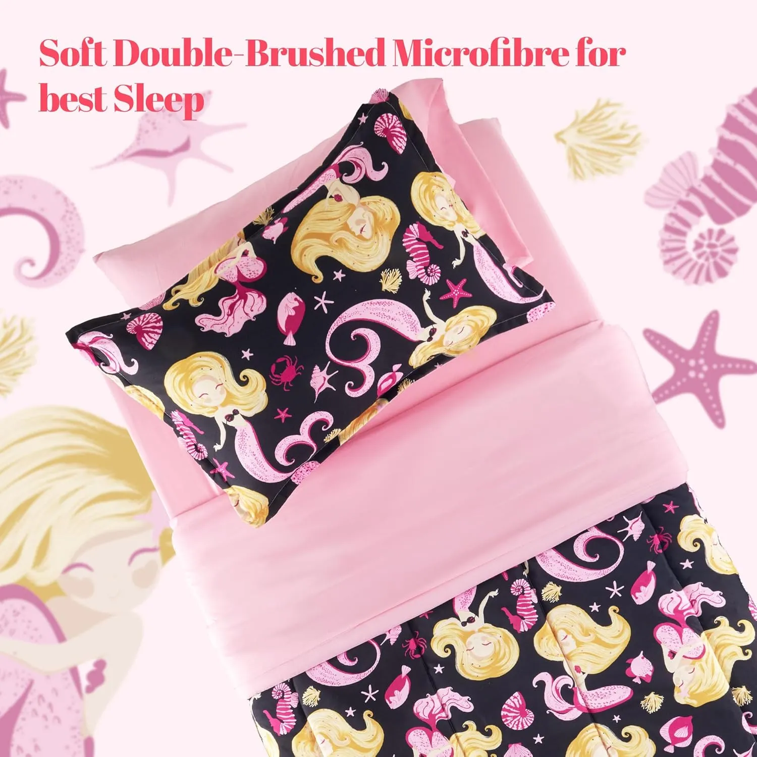 Sonive 5 Pieces Twin Size Kids Comforter Set, 5-Piece Bed in a Bag All-Season Microfiber Kids' Comforter, Fitted Sheet, Flat Sheet, Pillow Shams, Pillowcases for Boys/Girls Dream Seabed