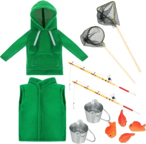Sotiff 12 Pcs Christmas Fishing Doll Clothes Set Holiday Doll Clothes Outfit Novelty Fishing Baker Accessories for Kid Dollhouse Decoration(Fishing)