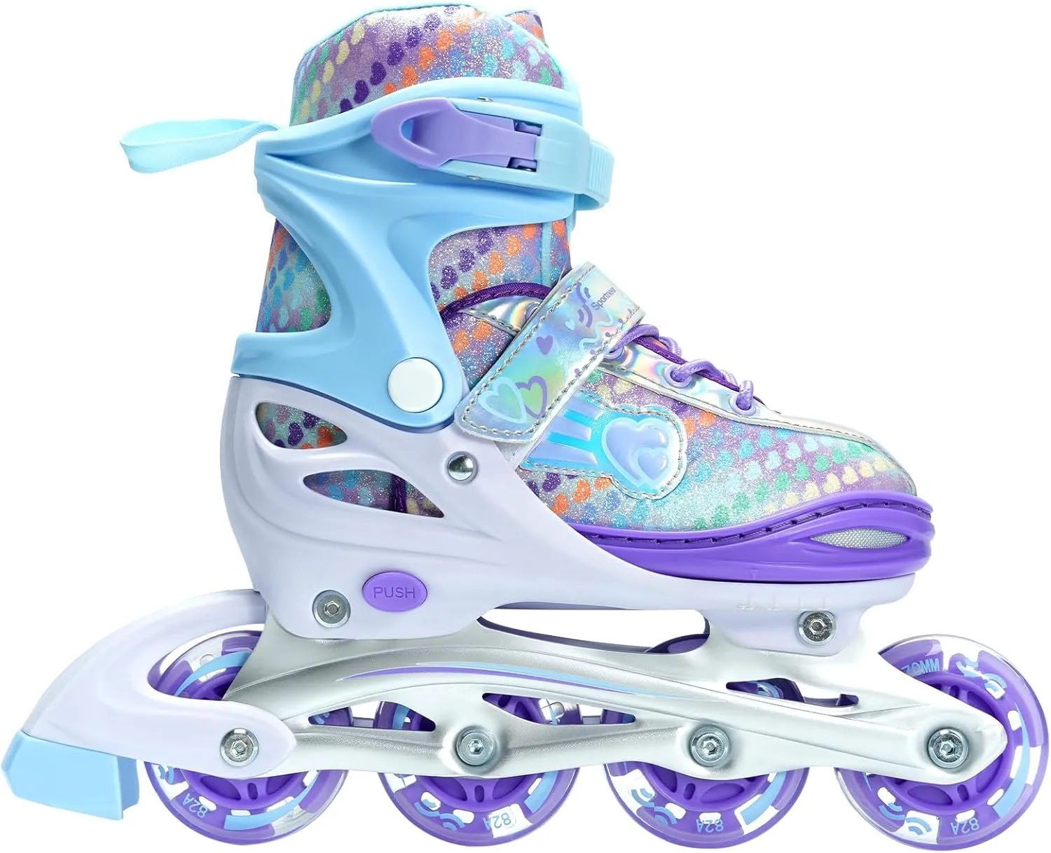 Sportneer 4 Size Adjustable Inline Skates for Girls, Kids Inline Skates Size 12C-9 with Light Up Wheels Roller Blade with Protective Gear Set for Kids Girls Women Beginners Indoor & Outdoor Use
